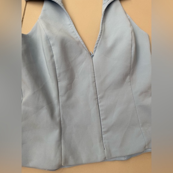 Zara Blue Fitted Buttoned halter Top - Picture 6 of 6